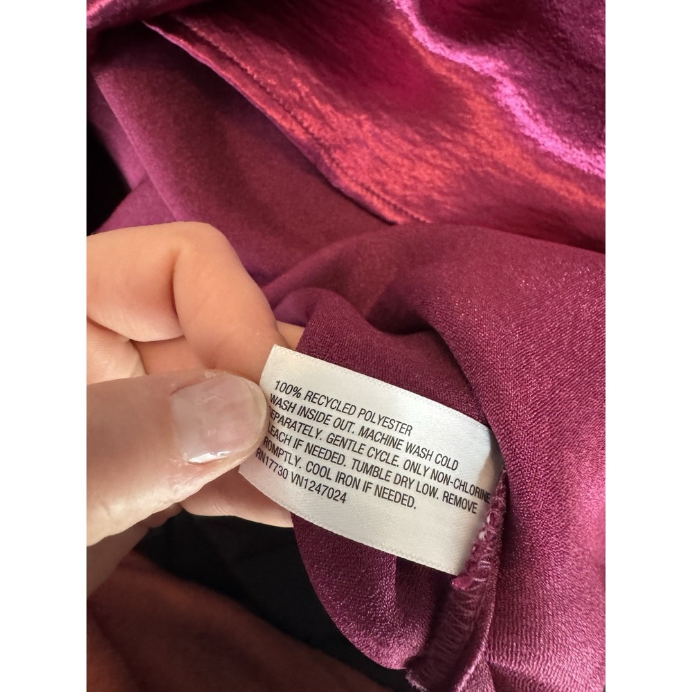 Ava & Viv Magenta Pink Satin Blouse 1X Jewel Tone Holiday Party Whimsigoth - Picture 4 of 11